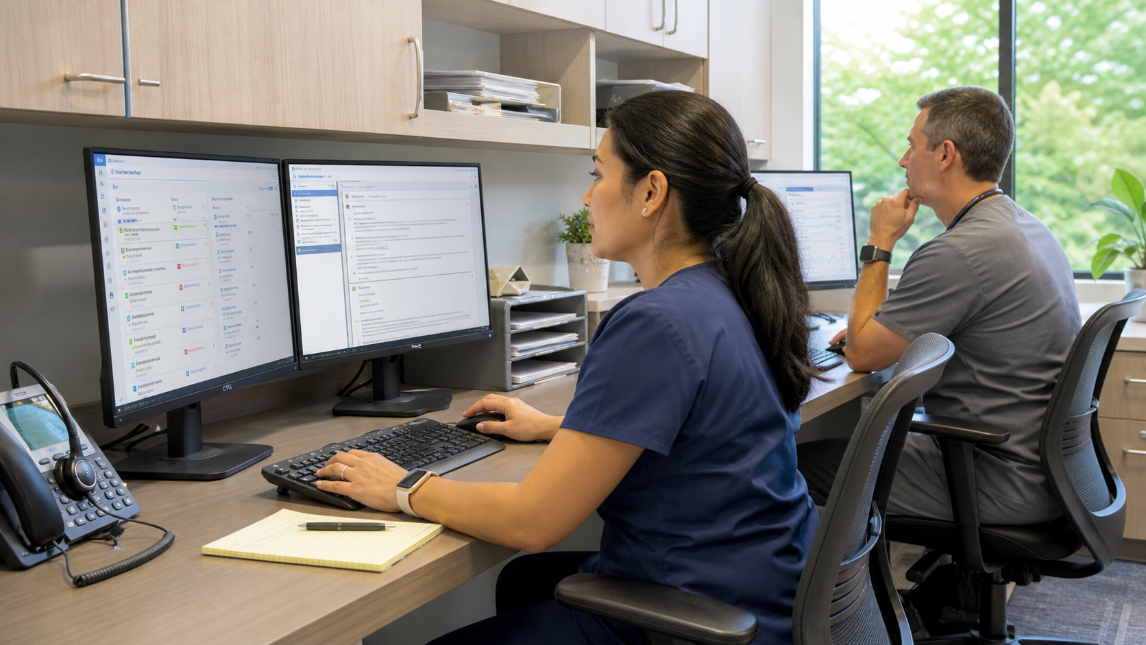 Medical assistant and clinician triaging patient messages with AI assistance